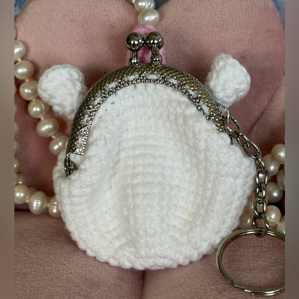 Crocheted Unicorn Key Holder/ Purse Charm Pouch w/ Kiss Lock Opening NEW! - Picture 2 of 5